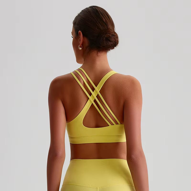 U Neck Yoga Sport Bra Gym Crop Top Sports Vest Top Quick-Drying Breathable Fitness Outdoor Running Yoga Bra