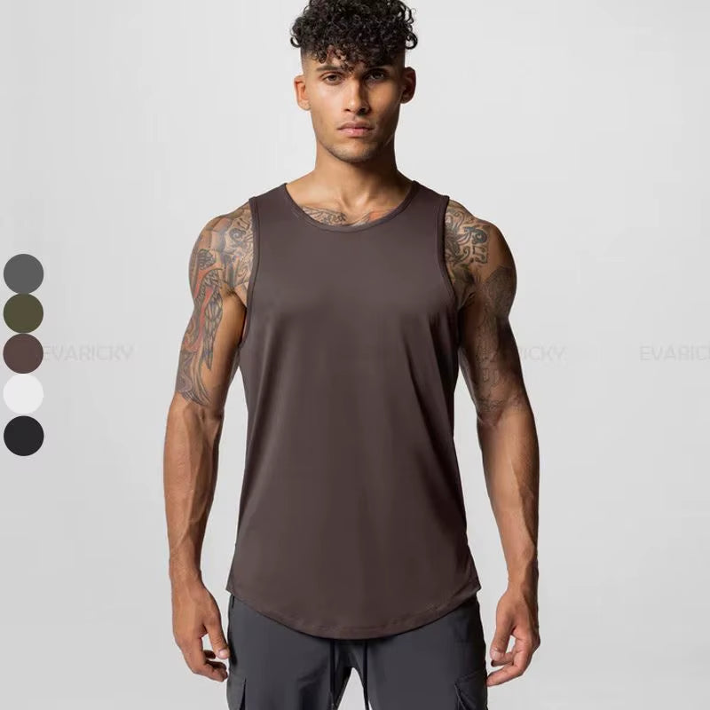 Wholesale Custom Logo High Quality Fashion Men Running Workout Mesh Vest Gym Tank Top Men Outdoor Fitness Tank Tops