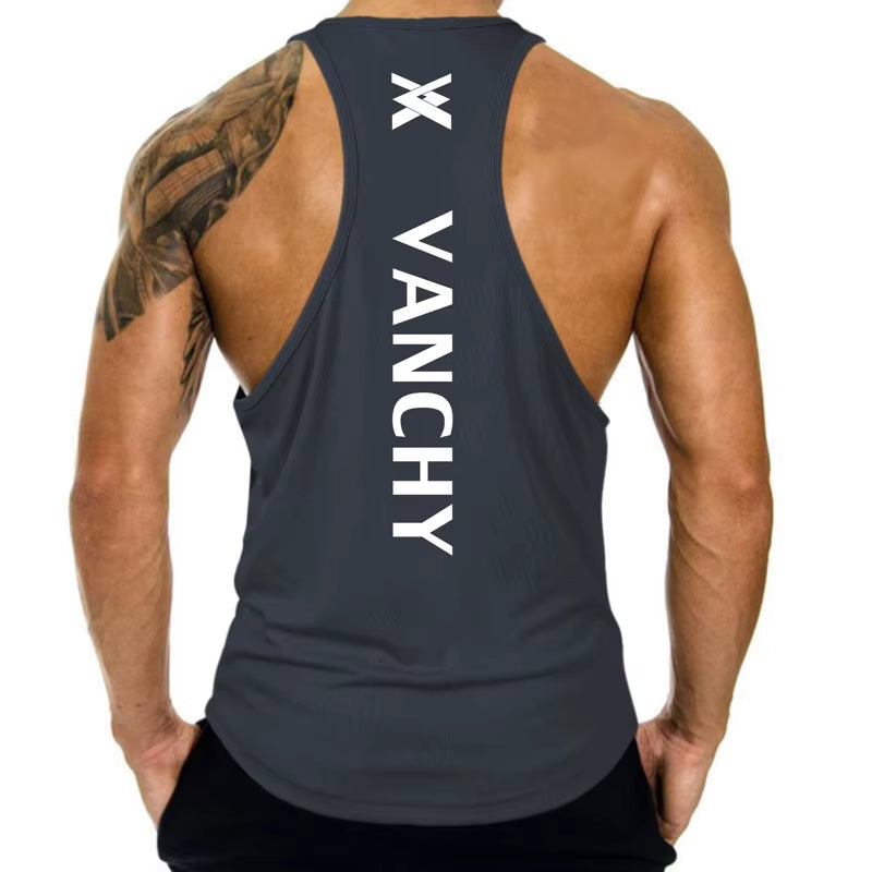 Men'S Running Training Muscle Tank Top European and American Waistcoat Sleeveless Top Quick Drying Tank Top