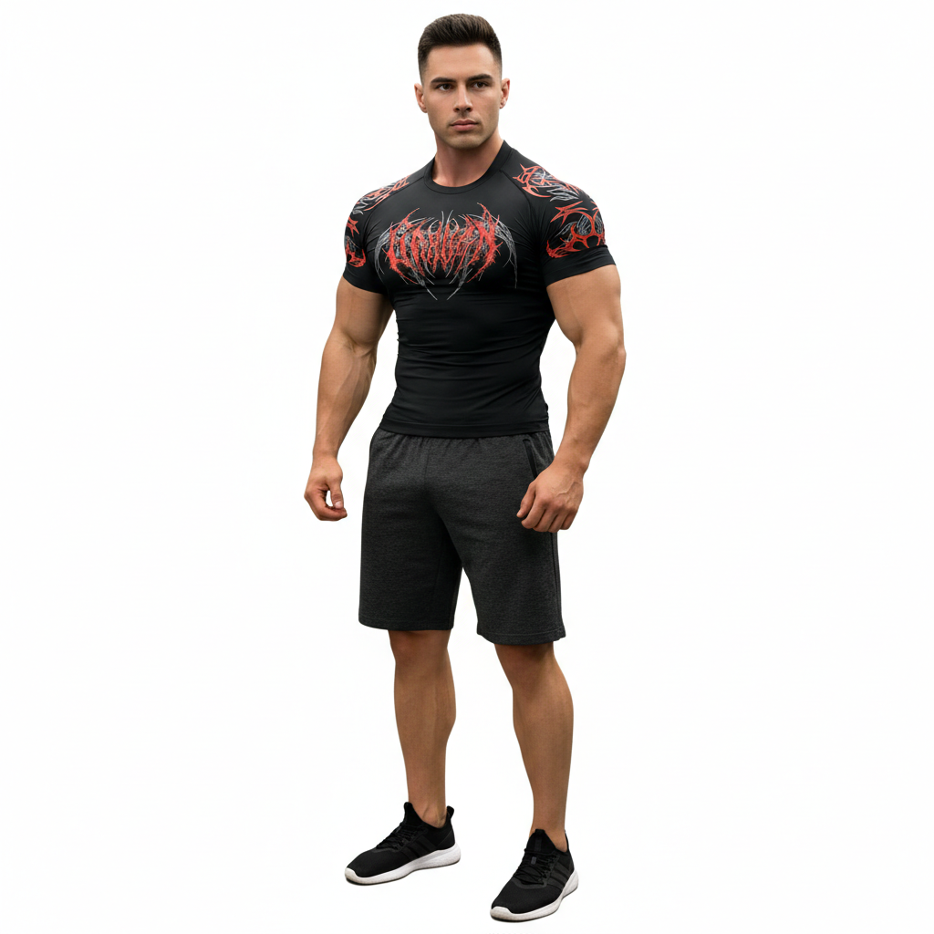 Gothic Metal Compression Shirt - Death Metal Logo Gym Tee