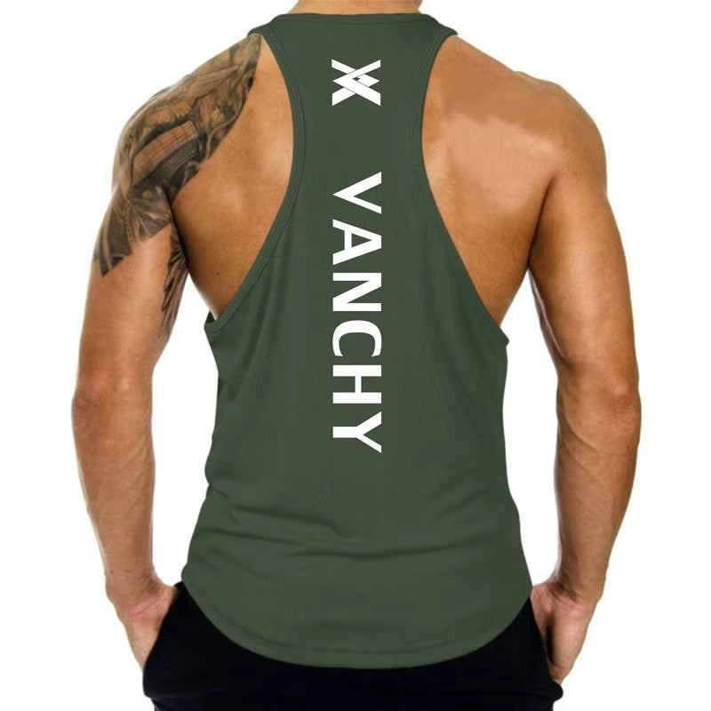 Men'S Running Training Muscle Tank Top European and American Waistcoat Sleeveless Top Quick Drying Tank Top
