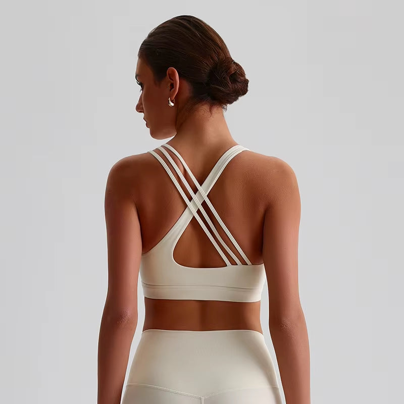 U Neck Yoga Sport Bra Gym Crop Top Sports Vest Top Quick-Drying Breathable Fitness Outdoor Running Yoga Bra