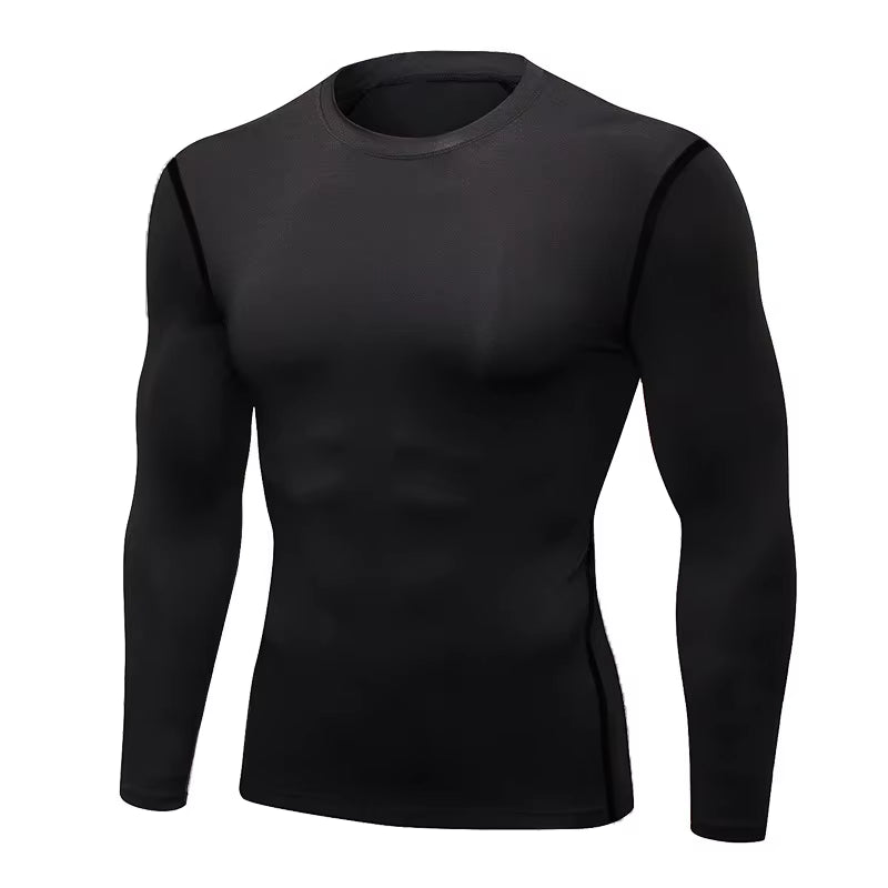 Wholesale Men'S Long Sleeve Fitness Thermal Gym Sport Compression T-Shirt Solid Pattern Sports Underwear for Weight Loss