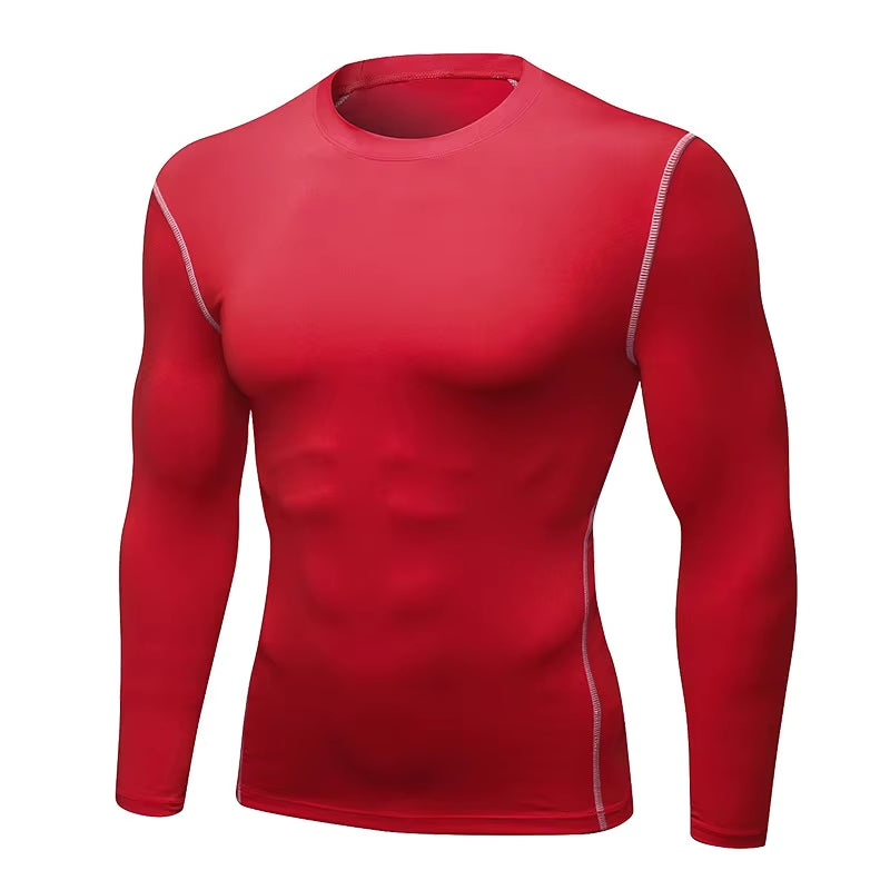 Wholesale Men'S Long Sleeve Fitness Thermal Gym Sport Compression T-Shirt Solid Pattern Sports Underwear for Weight Loss
