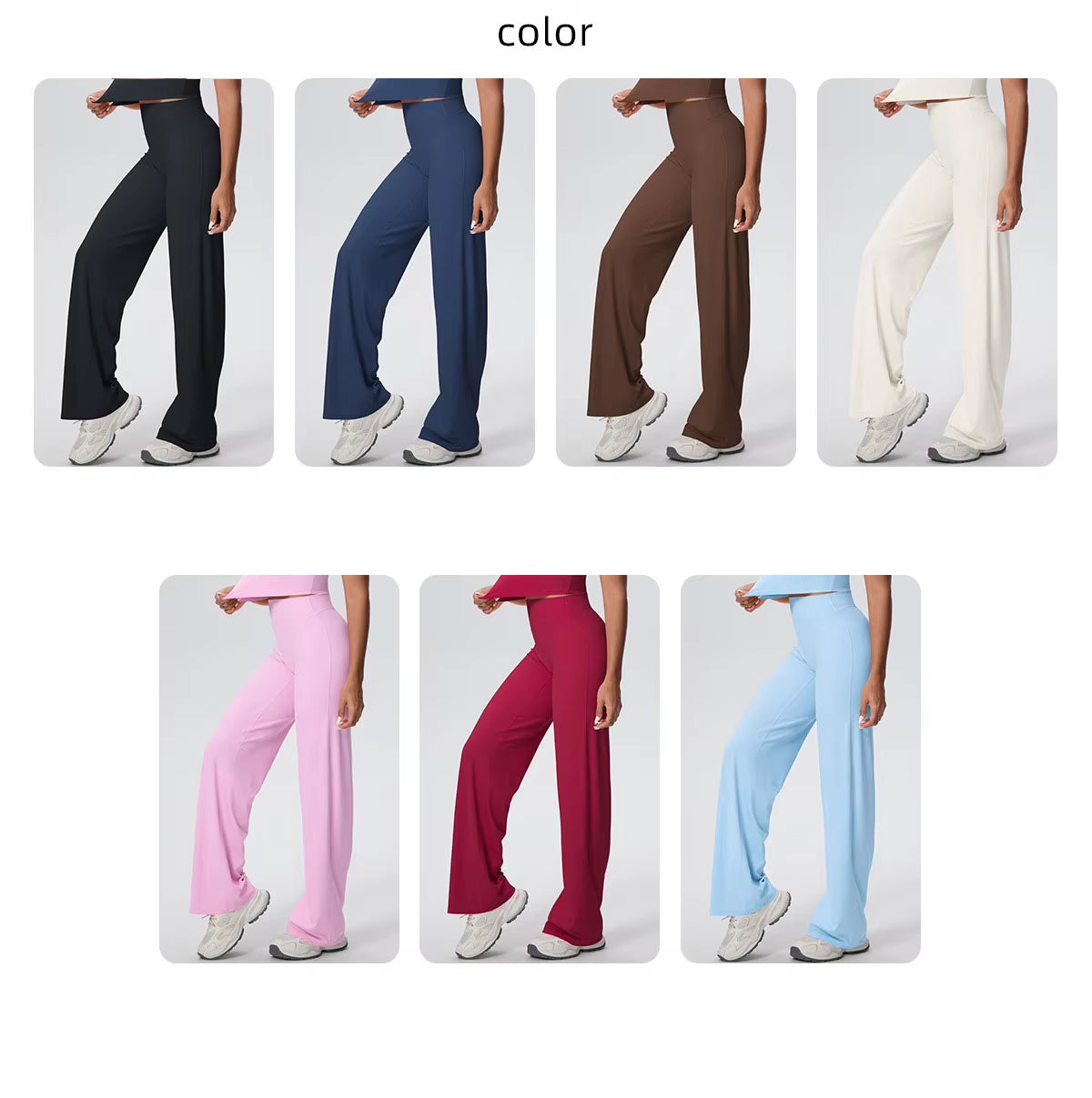New Solid V-Shaped Hip Lifting High Elastic Straight Waist Loose Breathable Yoga Wide Leg Running Fitness Yoga Pants