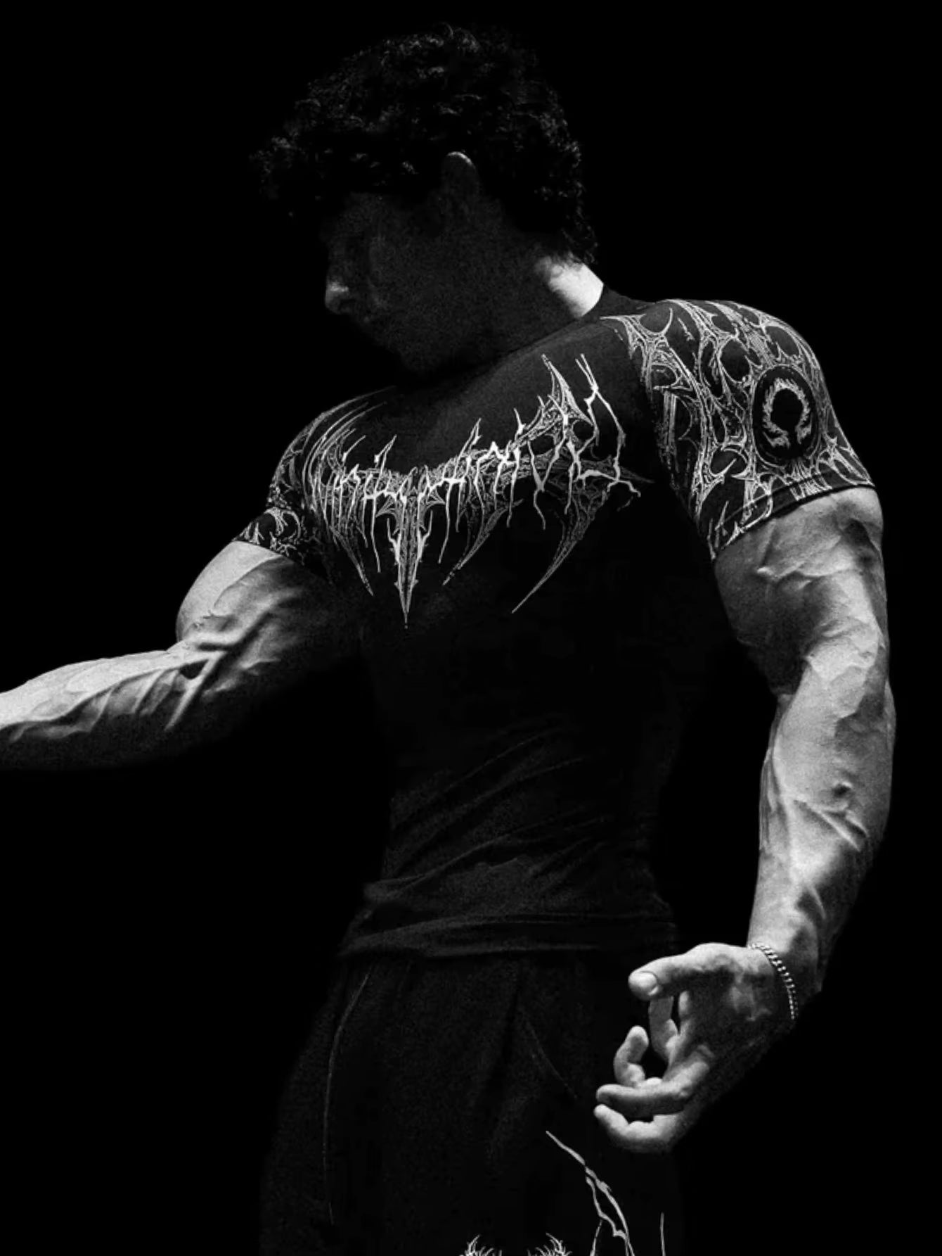 Men'S Compression Gothic Print Sports Top Stylish Quick-Dry Fitted Short Sleeve Gym T-Shirt for Running and Fitness Running