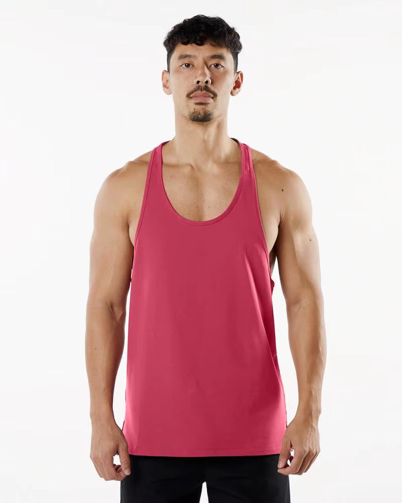 Racer Back Singlet Cotton Running Men'S Gym Top Loose Sports Vest Sportswear Casual Mens Fitness Workout Sleeveless Tank Tops