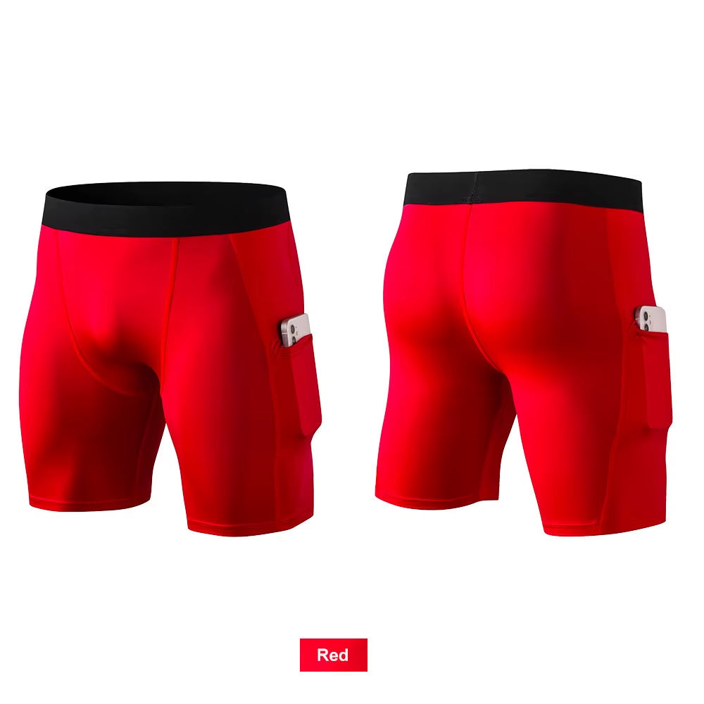 Custom Athletic Booty Compression Jogger Workout Sports Cycling Running Men Boxer Sweat Gym Biker Shorts with Pocket