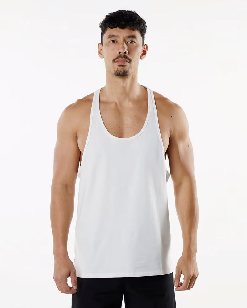 Racer Back Singlet Cotton Running Men'S Gym Top Loose Sports Vest Sportswear Casual Mens Fitness Workout Sleeveless Tank Tops
