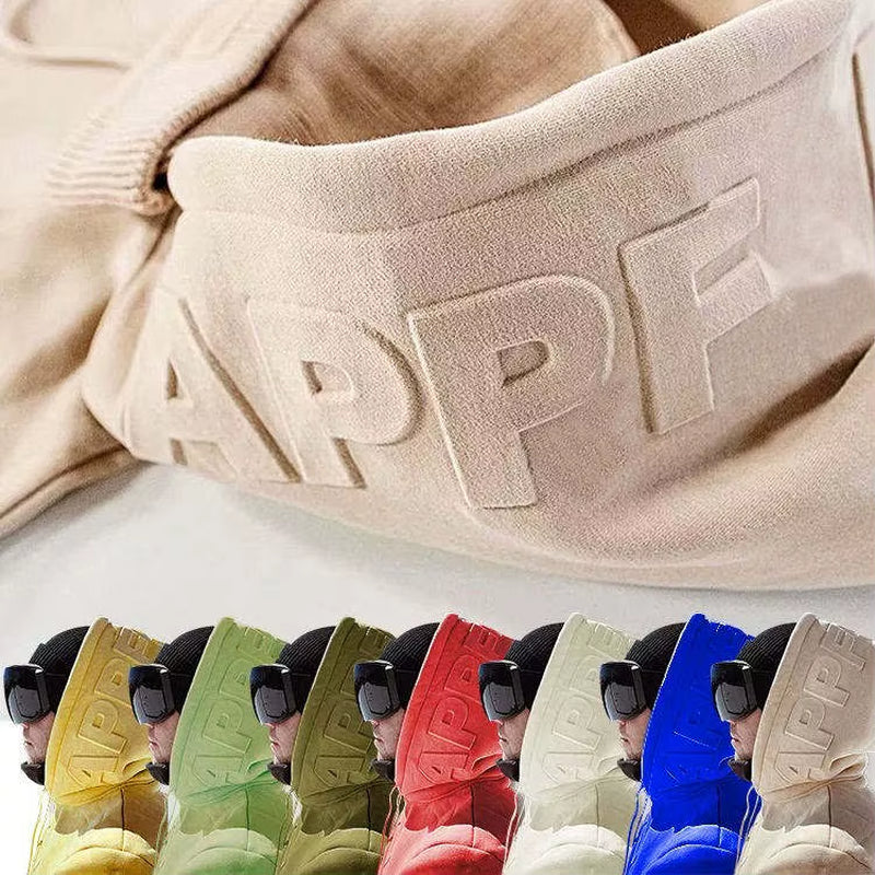 Custom Logo High Quality Fleece Oversized Pullover Heavy Weight 3D Embossing Sweatshirt Loose Heavyweight Embossed Hoodie