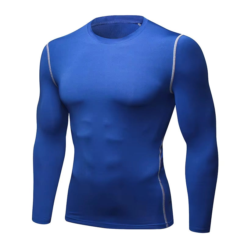 Wholesale Men'S Long Sleeve Fitness Thermal Gym Sport Compression T-Shirt Solid Pattern Sports Underwear for Weight Loss
