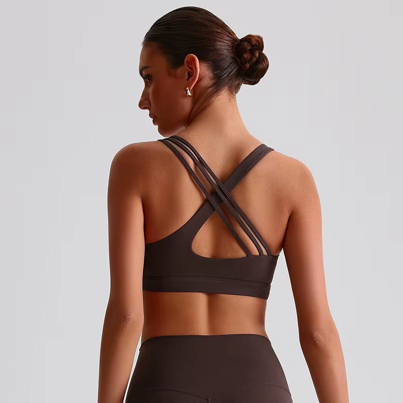 U Neck Yoga Sport Bra Gym Crop Top Sports Vest Top Quick-Drying Breathable Fitness Outdoor Running Yoga Bra