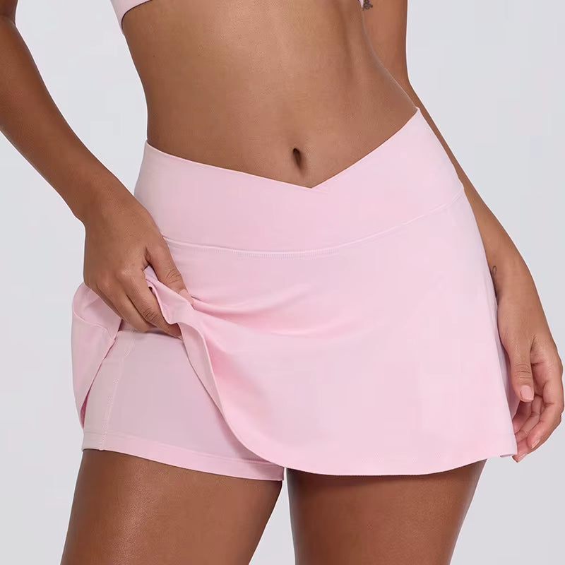 Women'S Halter V Neck Bra Tennis Skirt Custom Logo 2-Piece Solid Breathable Yoga Golf Tennis Sport Wear Front Fitness Outfits