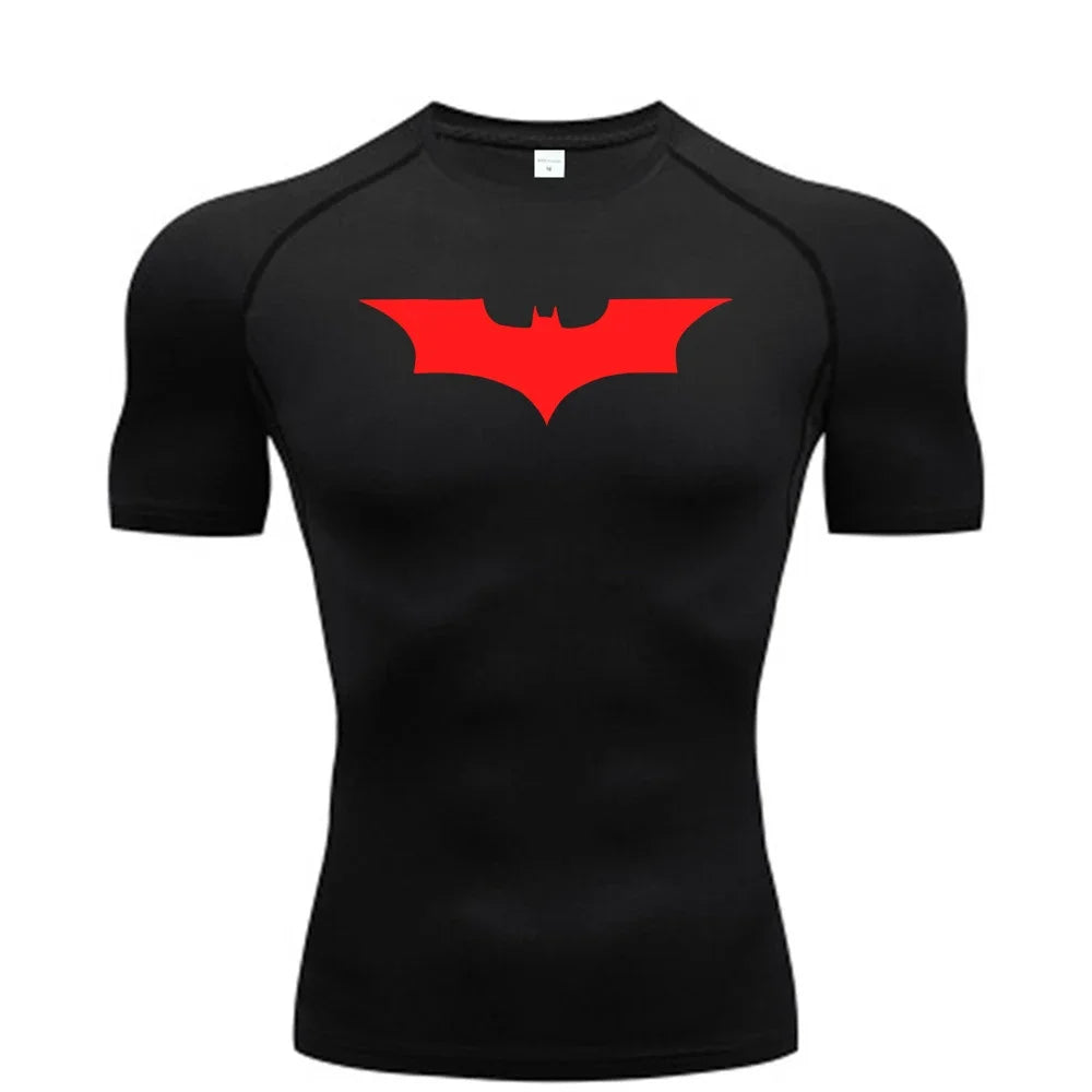 Elevate Your Workout with the GJZ-1024188 Men's Bat-Printed Compression T-Shirt - Perfect for Summer Gym and Casual Wear!
