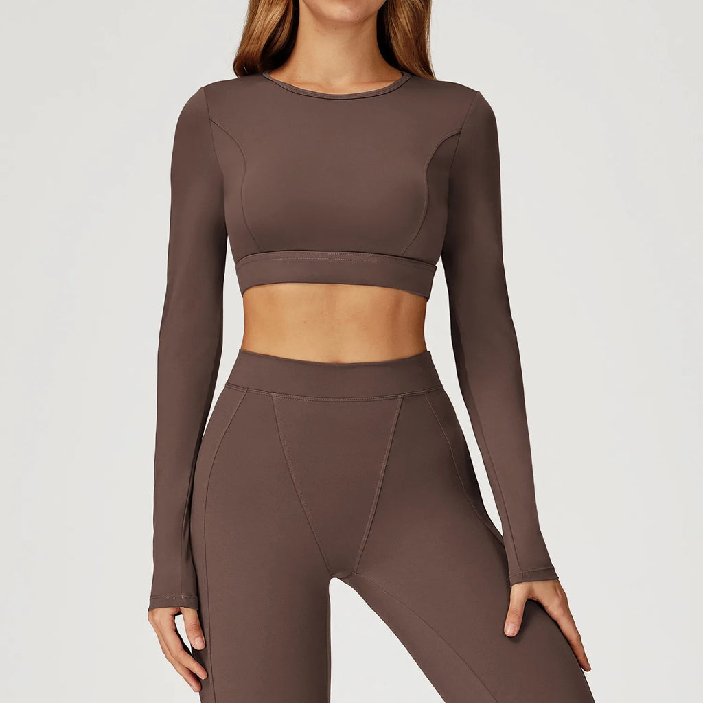 Custom Naked Feel Yoga Top Long Sleeve, Slim-Fit round Neck Workout Shirt Supportive Running Top for Gym Fitness Training