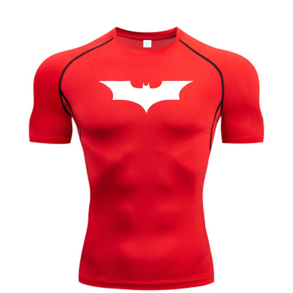 Elevate Your Workout with the GJZ-1024188 Men's Bat-Printed Compression T-Shirt - Perfect for Summer Gym and Casual Wear!
