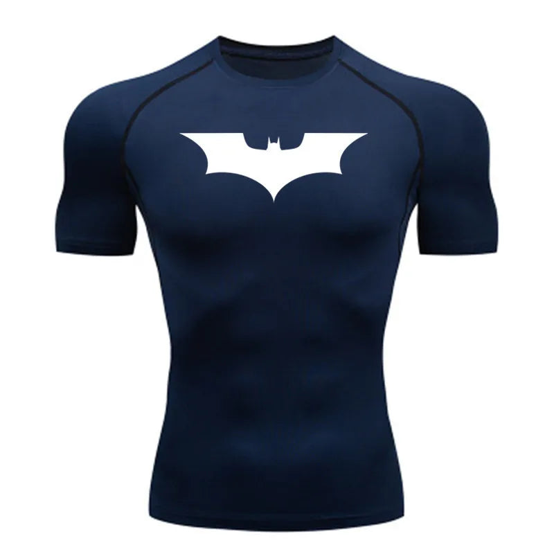 Elevate Your Workout with the GJZ-1024188 Men's Bat-Printed Compression T-Shirt - Perfect for Summer Gym and Casual Wear!