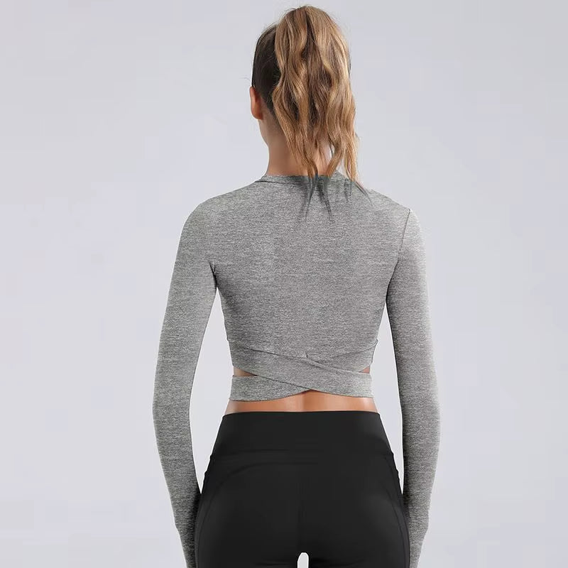 Women'S Lightweight Seamless Short Yoga Tank Top Long Sleeve Gym Fitness Crop Top with Thumb Hole for Running Workout Wear