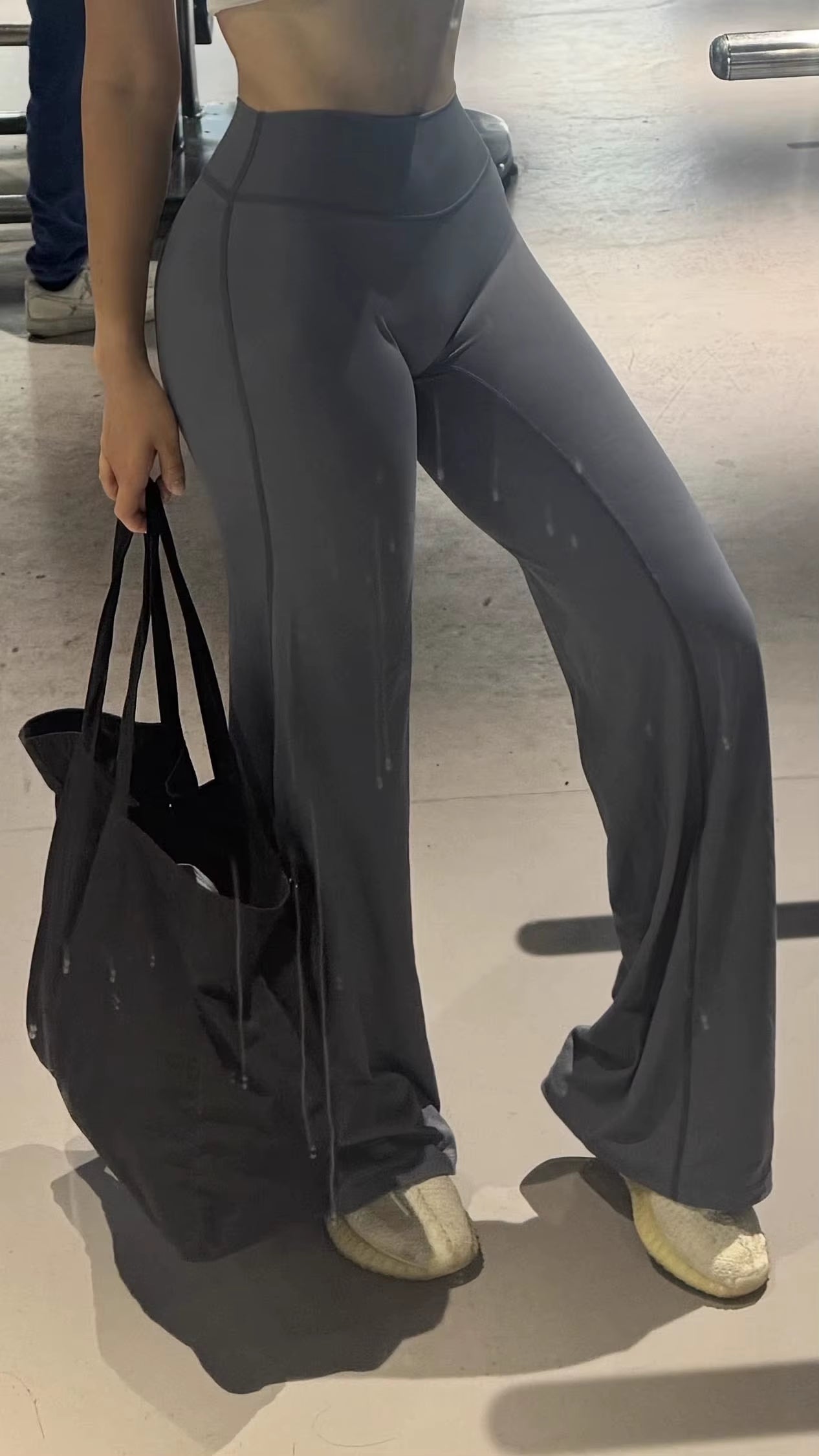 Solid Elastic Waist Pilates Straight Leg Gym Fitness Yoga Pants Sports Wear Tummy Control Leggings