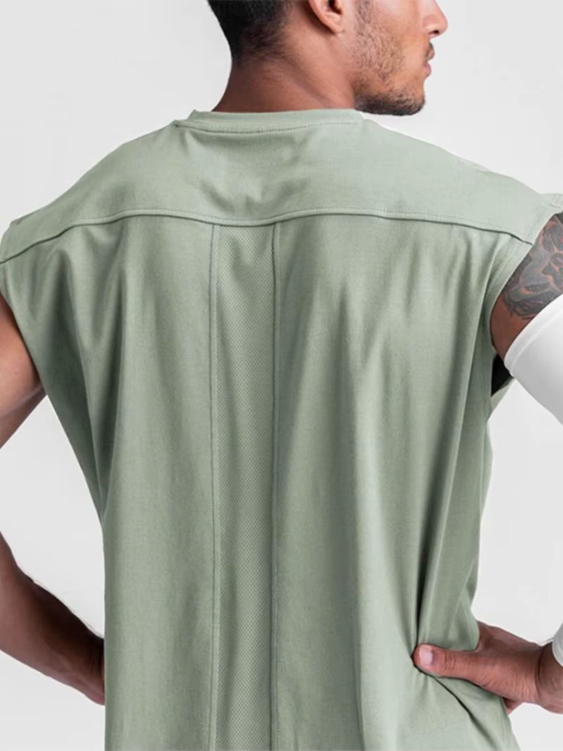 Mens Muscle Tank Top Sleeveless Cotton Gym Vests Men Basketball Running Training Fitness Sport Shirt