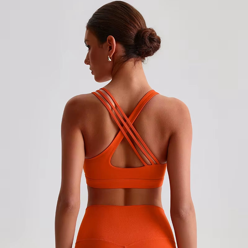 U Neck Yoga Sport Bra Gym Crop Top Sports Vest Top Quick-Drying Breathable Fitness Outdoor Running Yoga Bra