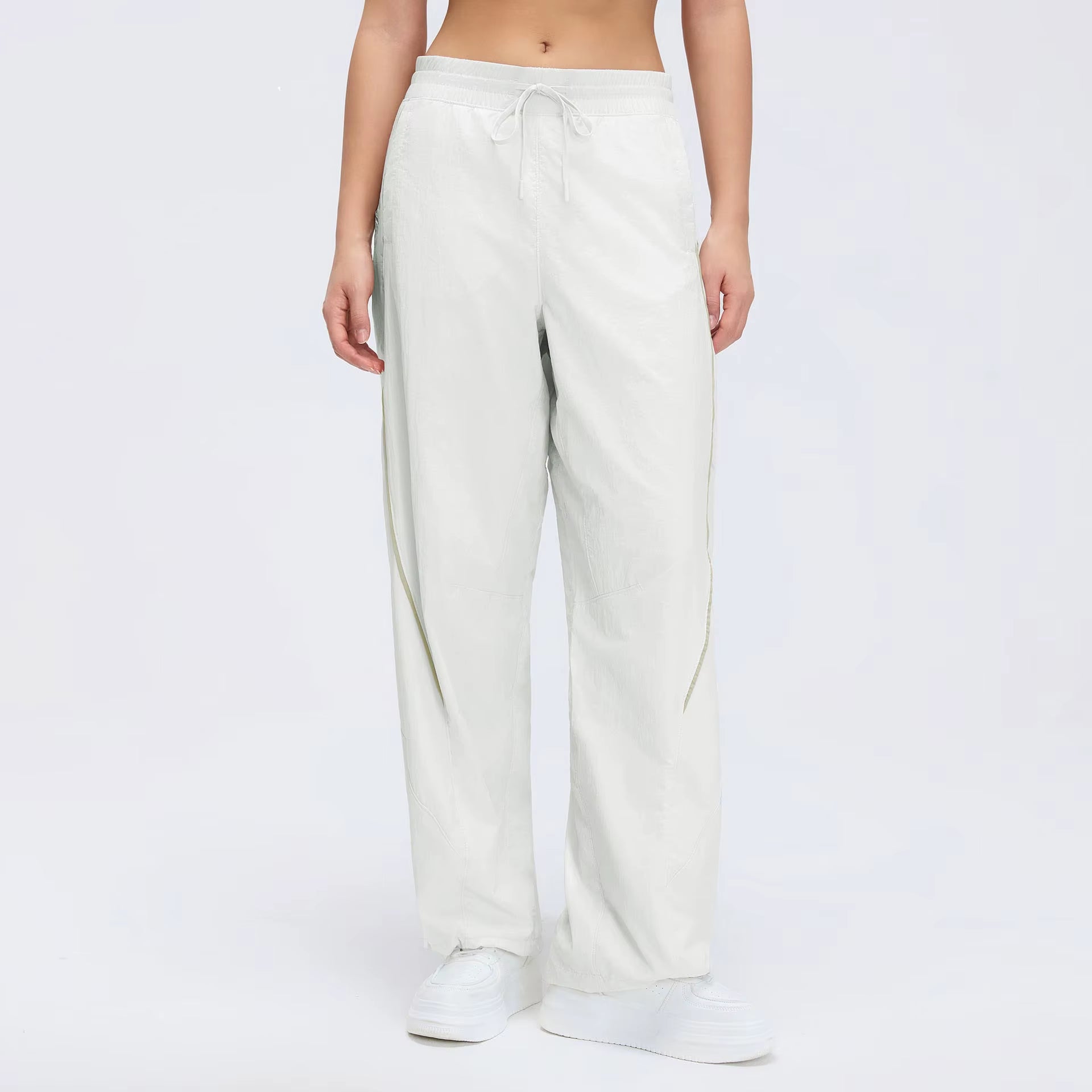 Spring Summer New Vintage Loose Straight Casual Nylon Thin Breathable Quick-Drying Leg Mid-Waist Sports Pants Women