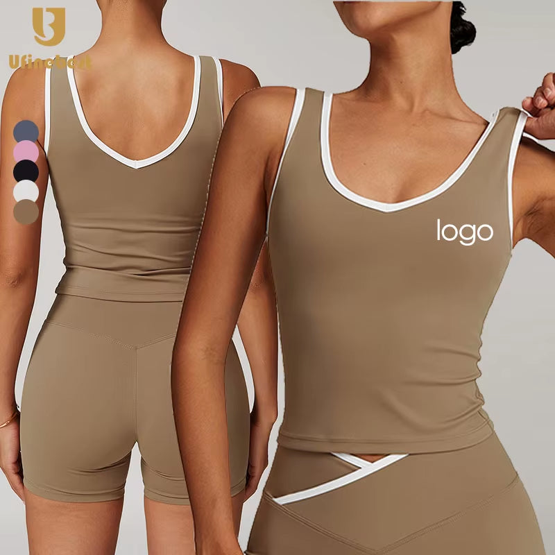 Sleeveless Workout Activewear Yoga Bra Top Gym Shorts Backless Fitness Sports Bras Women