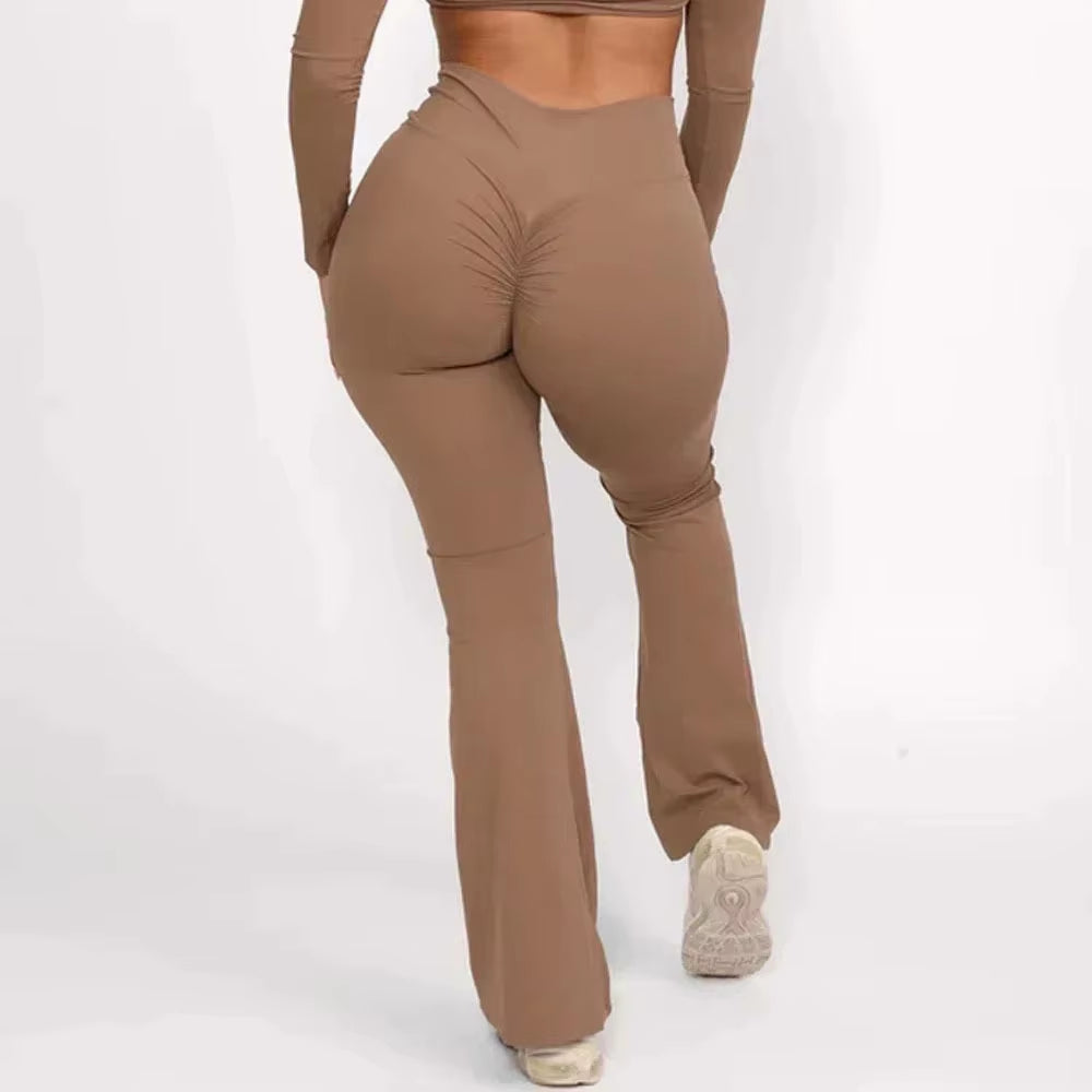 Women's High-Waist Scrunch Butt Flare Pants 