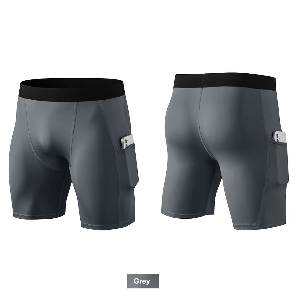 Custom Athletic Booty Compression Jogger Workout Sports Cycling Running Men Boxer Sweat Gym Biker Shorts with Pocket