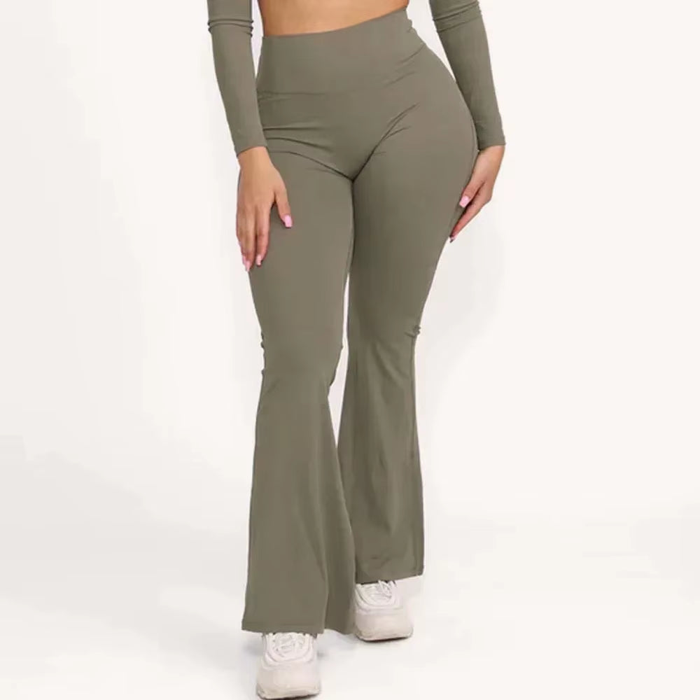 Women's High-Waist Scrunch Butt Flare Pants 