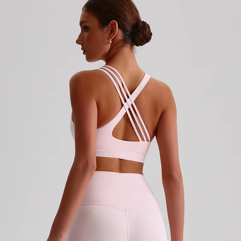 U Neck Yoga Sport Bra Gym Crop Top Sports Vest Top Quick-Drying Breathable Fitness Outdoor Running Yoga Bra