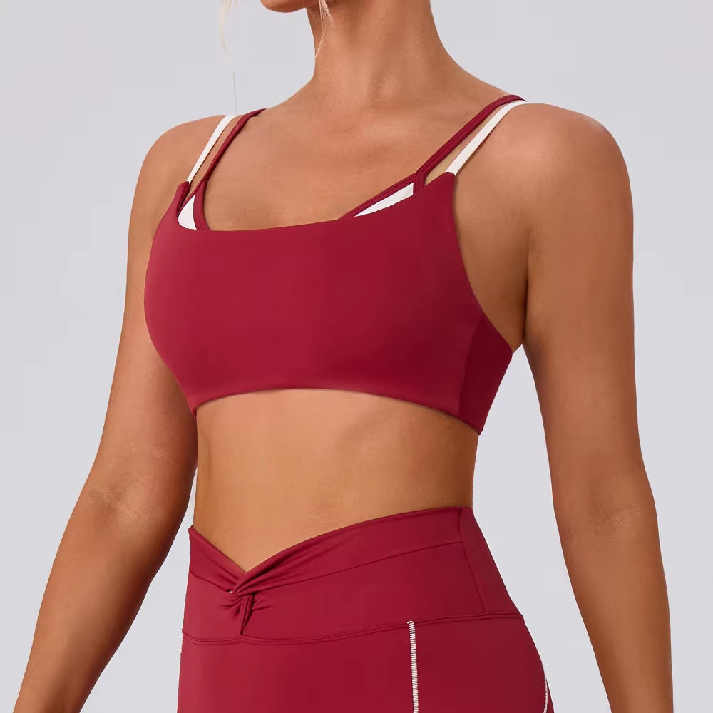 New Women'S Sweat Wicking High Support Crisscross Straps Contrast Color Yoga Bra